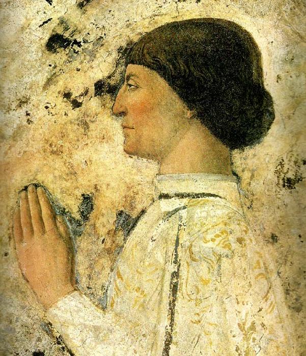 Piero della Francesca sigismondo malatesta, detail from st sigismund and oil painting image